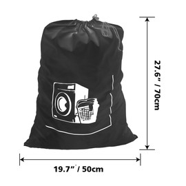 Maishijie Pack of 2 Oxford Fabric Laundry Bags, Heavy Duty, 50 x 70 cm, Very Durable, Toy Dirty Bags, Drawstring with Drawstring Closure, Machine Washable and Reusable (Black)