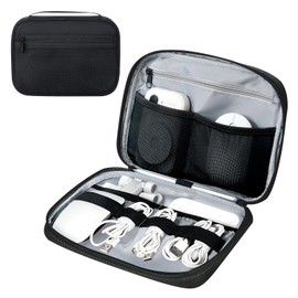 Lcsmaokin Electronics Organizer Travel Case,Portable Cord Organizer Bag,Travel Tech Organizer,Travel Storage Bag,Charger Organizer Travel Case,Charging Cable Organizer for Charger,SD Card,Black
