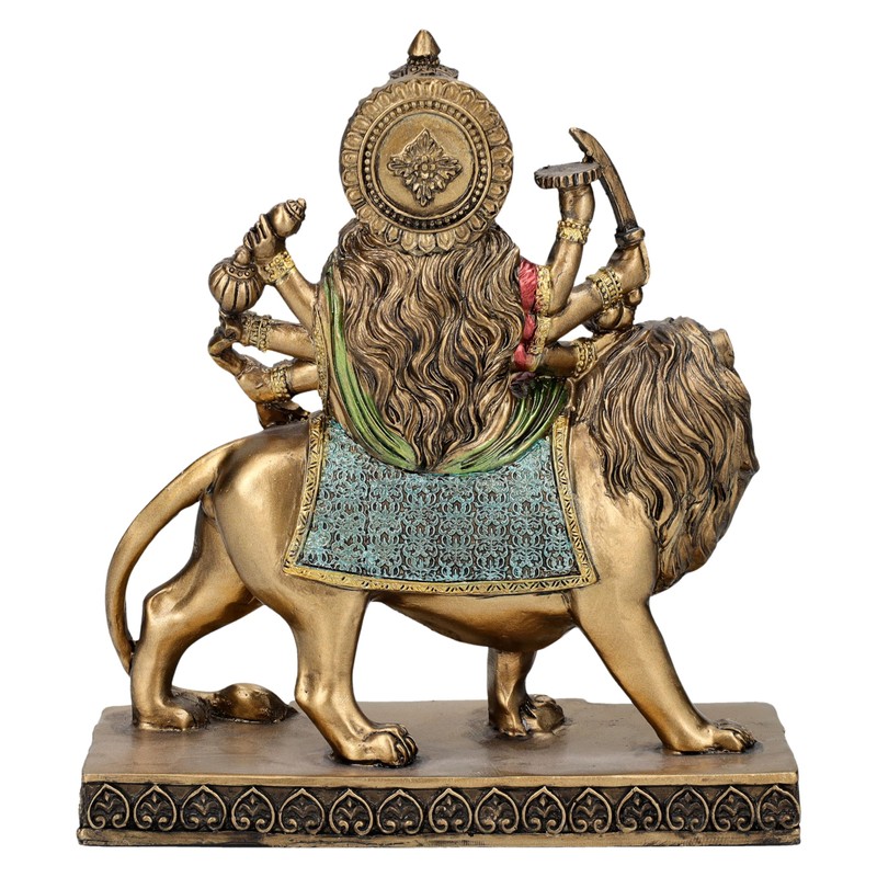 Durga Figurine Riding Lion 15 cm Buddha Decorative Hindu God