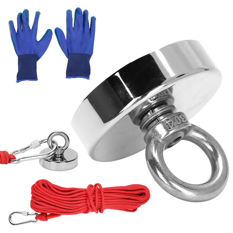 Strong Powerful Round Salvage Fishing Magnet with 20m Rope Kit