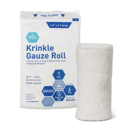 MED PRIDE Sterile Krinkle Gauze Roll 4.5in X 4.1yd 6 Ply Highly Absorbent Cotton Roll Gauze Individually Wrapped Wound Dressing (12 12 Count (Pack of 1))