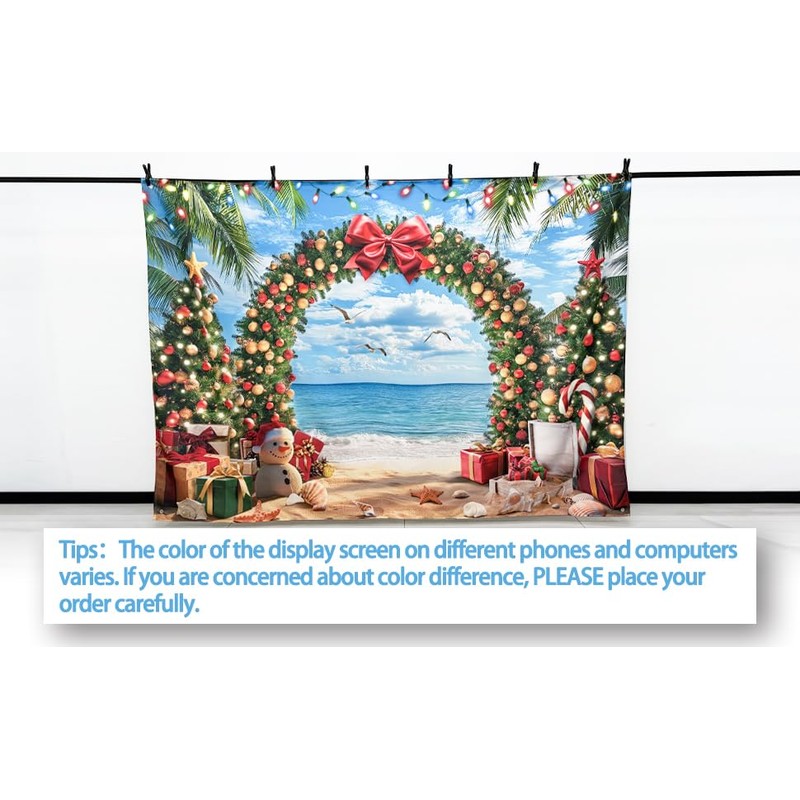 YCUCUEI 7x5ft Fabric Christmas Beach Summer Hawaiian Photography Backdrop