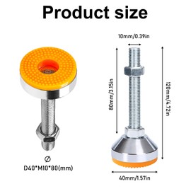 GBKDQQ Heavy Duty Machine Foot, Pack of 4 Adjustable Feet, Height Adjustable, Carbon Steel Levelling Feet with Nuts and Low Noise, Non-Slip Plastic Base, Furniture Feet, Adjustable, D40 x M10 x 80
