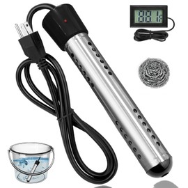 Immersion Water Heater Electric, 2000W Portable Water Heater with 304 S S Guard & LCD Thermometer, Fast Heating Bucket Heater, Ideal for Bucket Bathtub, Small Pool, Home Camping Outdoor Use