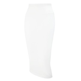 Tapata Women's Pencil Skirt Midi Short High Waist Stretch Bodycon Skirt Business with Slit Pencil Skirt Knee Length, White