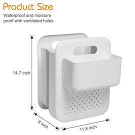 15L (4 Gallon) Compact Collapsible Laundry Basket - with Hanging Storage Basket, Space-Saving Hamper with Wall-Mounted Design, Portable Organizer for Small Spaces - Ideal for Towels and Clothes