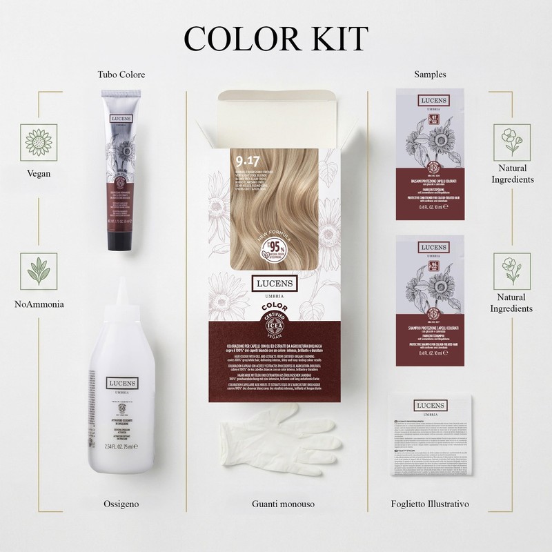 Lucens Umbria Color Kit 9.17 Biondo Chiarissimo Freddo Senza Ammoniaca