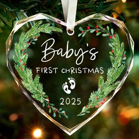 Baby's First Christmas Ornament 2025,Babys Christmas Ornament for Girl,Boy,Glass Babies Christmas Ornaments with Box