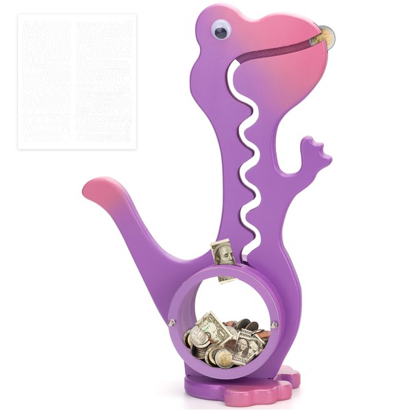 AORCMITN Wooden Dinosaur Piggy Bank Boalord for Boys Kids Girls