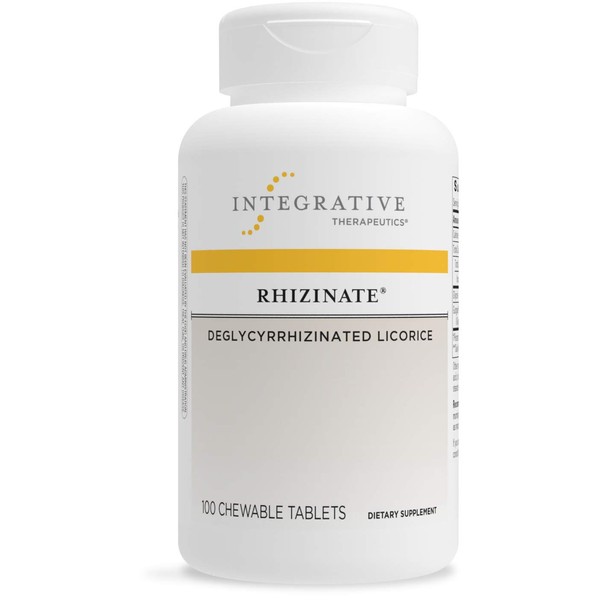 Integrative Therapeutics Rhizinate - Deglycyrrhizinated Licorice (DGL) - for Stomach, Intestinal & Digestive Support with Licorice Root - Gluten Free - Dairy Free - Vegan - 100 Chewable Tablets