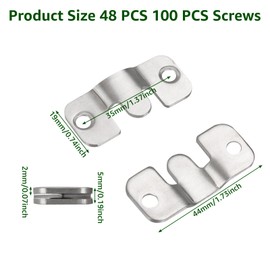 VIDETOL 48 Pcs Flush Mount Brackets Concealed, Stainless Steel Interlocking Picture Flush Mount Brackets , Heavy Duty Z Clip Bracket for Hanging Picture Frame Headboard Furniture Connector Hangers