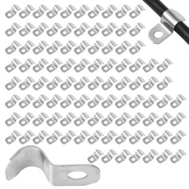 100pcs Cable Wire Screw Clips, Single Hole Galvanized Steel Cable Clamps, Outdoor Wire Clips Wire Mounting Clips for Wire Management Conduit or Pipe Fixing Wall Cable Hooks