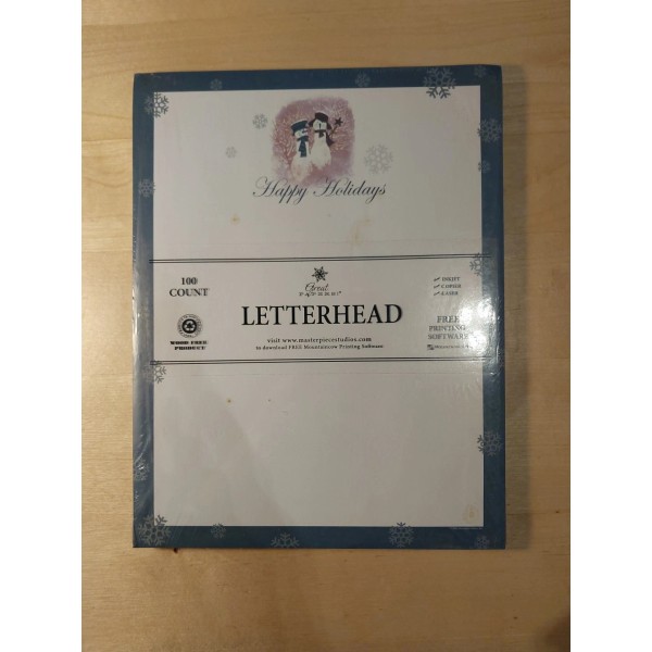 Christmas SNOWMAN Letterhead 100 Sheets Masterpiece Studios