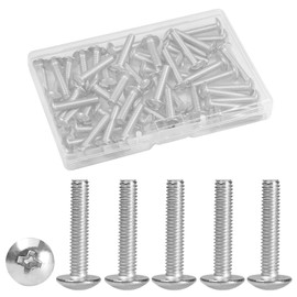 MroMax 50Pcs M4 x 20mm Truss Head Phillips Machine Screws for Cabinet Drawer Knob Pull Handle, 304 Stainless Steel 18-8, Fully Thread, Metric Silver Gray Cross Head Screws Bolts