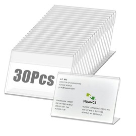 TIMESETL Acrylic Stand, 30 Pieces, Pop Stand, L-Shaped, Sign Stand, Business Card Size, L-Shaped Card Holder, Name Card, Tabletop Stand, POP Stand, Price Tag Menu Display (3.5 x 2.4 inches (9 x 6 cm)