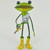 FABULOUS GREEN METAL GARDEN FROG WITH TROWEL SCULPTURE ORNAMENT FIGURE
