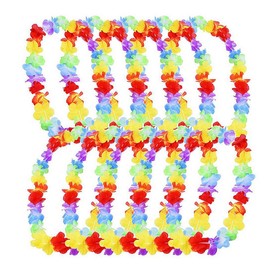 Alnicov 10 PCS Hawaiian Garland Leis Silk Flowers Necklace Flower Hawaiian Dress for Beach Theme Party Hawaiian Party Decorations