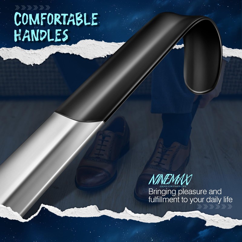 NINEMAX Shoe Horn Long Handle for Seniors Men Women, Metal