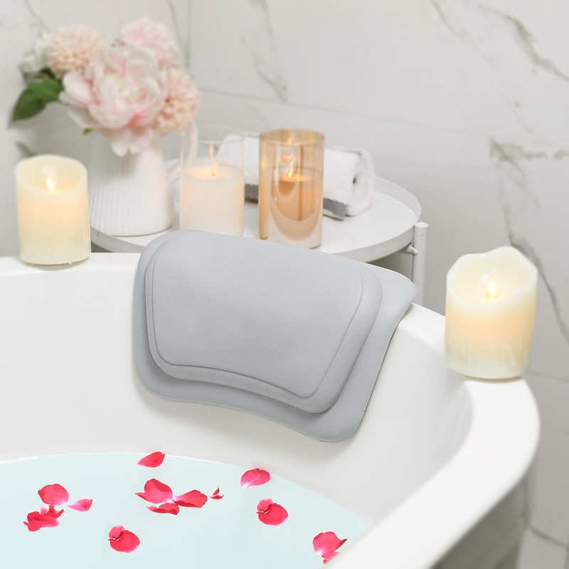 Lonkenn Bath Pillow, Ergonomic Bath Pillow, Stylish PU Bath Pillow
