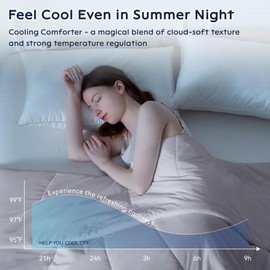 Bailix Cooling Comforter Twin Size, Thin Summer Blanket for Hot Sleepers & Night Sweats, Ultra Soft & Lightweight & Silk Smooth Ice Blanket, Q-Max>0.4, 68"x90", Gray