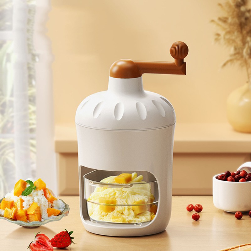 Hand Crank Shaved Ice Machine Stainless Steel Blades Safe Portable