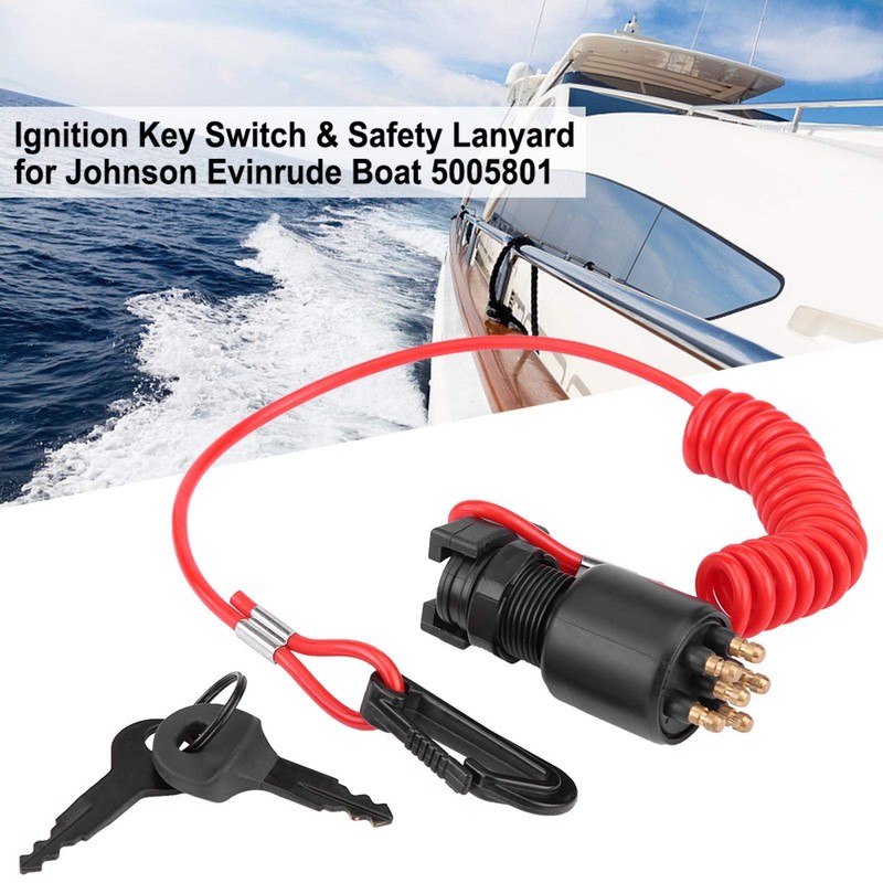 Ignition Key Switch & Safety Lead Replacement for Johnson Evinrude
