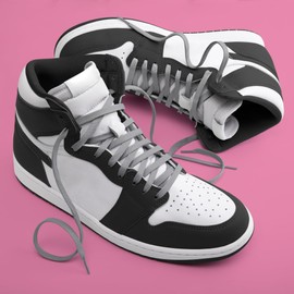 Miscly Flat Shoelaces - Various Lengths and Colours Available, lightgrey