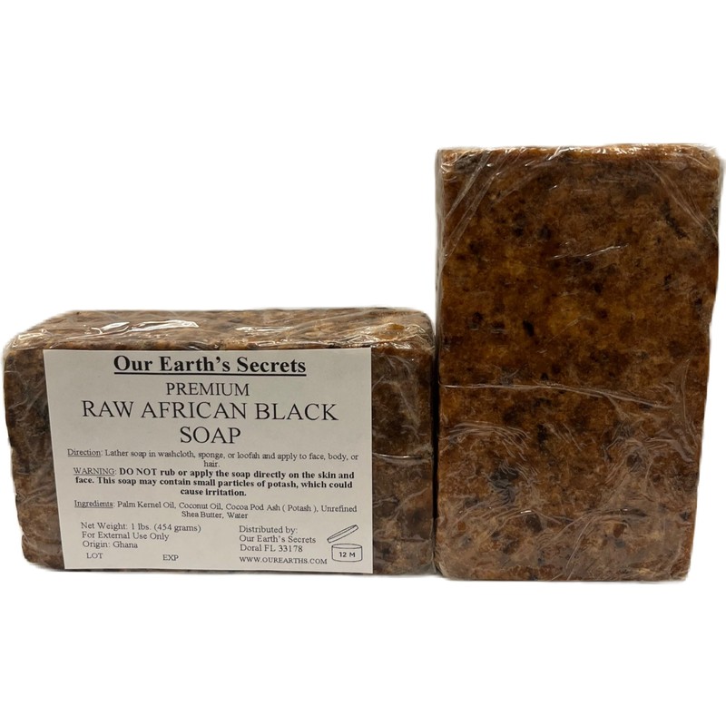 Our Earth's Secrets Raw African Black Soap, 1 lb.