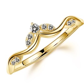 MOOSEA Moissanite Contour Wedding Band for Women, D Color VVS1 Clarity Lab Created Moissanite Stackable Ring 14K Rose Gold Vermeil Gorgeous Marquise Moissanite Eternity Ring for Women Anniversary Band