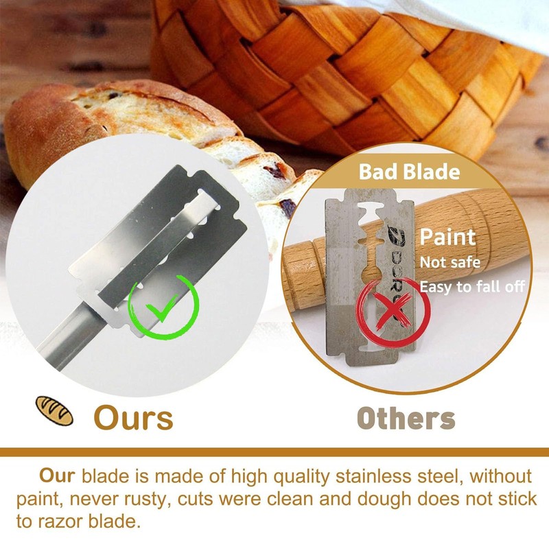 Dyzoxa 10pcs Bread Lame Cutter,Wood Handle Bread Scoring Tool Bread