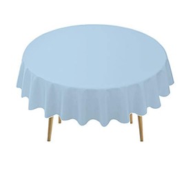 Light Blue Plastic Tablecloths 2 Pack Disposable Table Covers 84 Inch Circle Baby Shower Party Tablecovers PEVA Sky Blue Table Cloths for Picnic Birthday Wedding Banquet Parties 6 ft Round Table Use