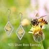 Honeycomb Bee Earrings Sterling Silver Beehive and Bee Dangle Earrings