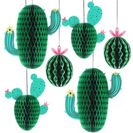 KatchOn, Cactus Centerpieces for Cactus Party Decorations - Pack of 6 | Hanging Cactus Honeycomb, Fiesta Party Decorations | Taco Party Decorations | Coachella Party Decorations, Cactus Decorations