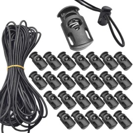 CooBigo 25Pcs Cord Locks With 10 Meter Elastic Bungee Cord For Drawstrings And Laces