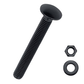 3/8-16 x 3 Black Carriage Bolts with Nuts and Washers Kits (10 Sets), 304 Stainless Steel 18/8, Black Finish, Round Head, Square Neck, Heavy Duty Bolts, Indoor Outdoor Fastening Bolts, Fayeploo