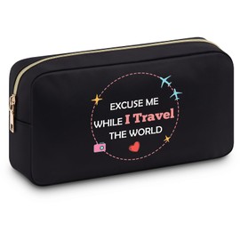 Funny Travel Gifts for Women Zipper Makeup Bag Birthday Gift for Travel Lover Travelers Gifts for Presents for Mom Daughter Friends Sister Colleague Girl Trip Double Side Print Toiletry Bag