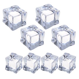 Cosmos 8 Pcs Fake Clear Acrylic Plastic Ice Cubes Square Shape for Display & Photography