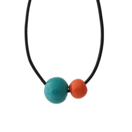 Chunky Bead Necklace for Women in Teal Blue and Orange, Unique Quirky Statement and Minimalist Jewellery Gifts Under 20