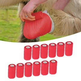 Yctze Vendaje Autoadhesivo, 12 Piezas Vendaje de Látex Elástico Autoadhesivo Vendas Cohesivas para Vacas Perros Caballos 10 Cm(Rojo)