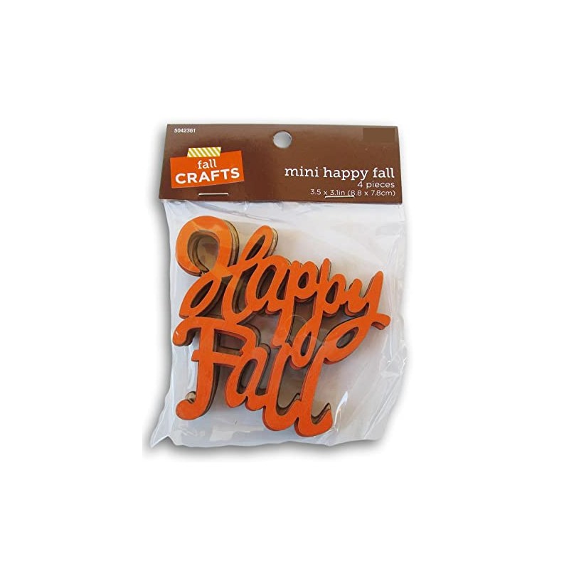 Happy Fall Painted Wood Cutout Shapes - 4 Pieces -