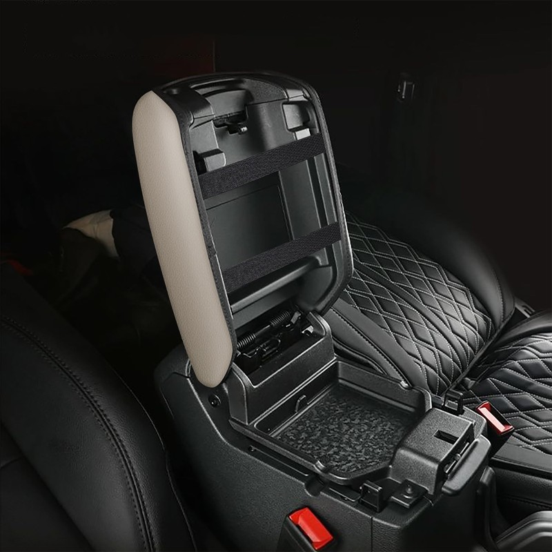 AOMSAZTO Console Cover Armrest Pad with Keyhole Compatible with Jeep