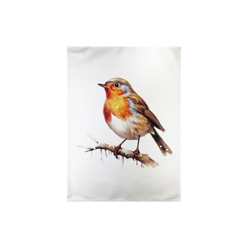 Half a Donkey The Robin large cotton tea towel