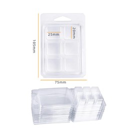 25 Pcs 6 Cavity Clear Plastic Wax Melt Molds Small Wax Melt Containers Wax Melt Cube Trays Square Wax Molds Clamshell Wax Melt Molds Empty Wax Melt Boxes for Soap