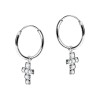 AeraVida Charming Dangle White CZ Cross Hoop Sterling Silver Earrings