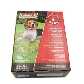 Coleman Pet Dog Cooling Mat 18"x24” Non Toxic Self Cooling Gel  Green/Yellow NEW