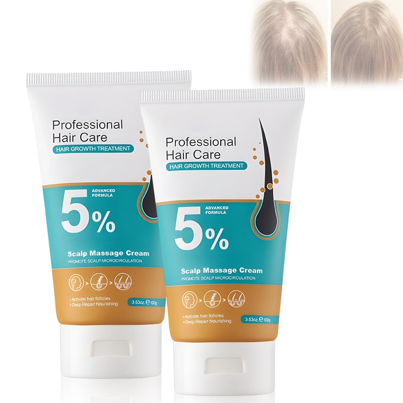 2PCS 5% Crema de Masaje para el Cuero Cabelludo, Crema