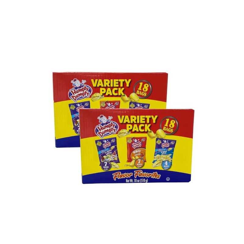 Humpty Dumpty Chips, Assorted, Variety Pack 18ct, BBQ, All Dressed,