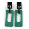 Statement Green/Black Square Acrylic Drop Earrings - 90mm Long