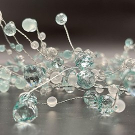 Galt International 192" Acrylic Crystal Diamond Garland Wire String Frosted & Diamond Cut Beaded Glitter Gem String Decorative Garland (Blue/Clear) (Set of 4x48-in)