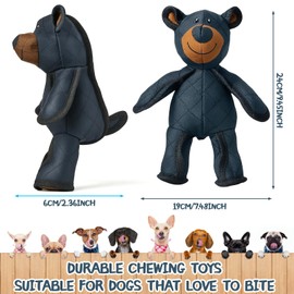 2025 New Dog Toys Indestructible, Interactive Indestructible Bear Dog Toy for Large Dogs, Unbreakable Pet Toy for Aggressive Chewers to Keep Them Entertained, Black